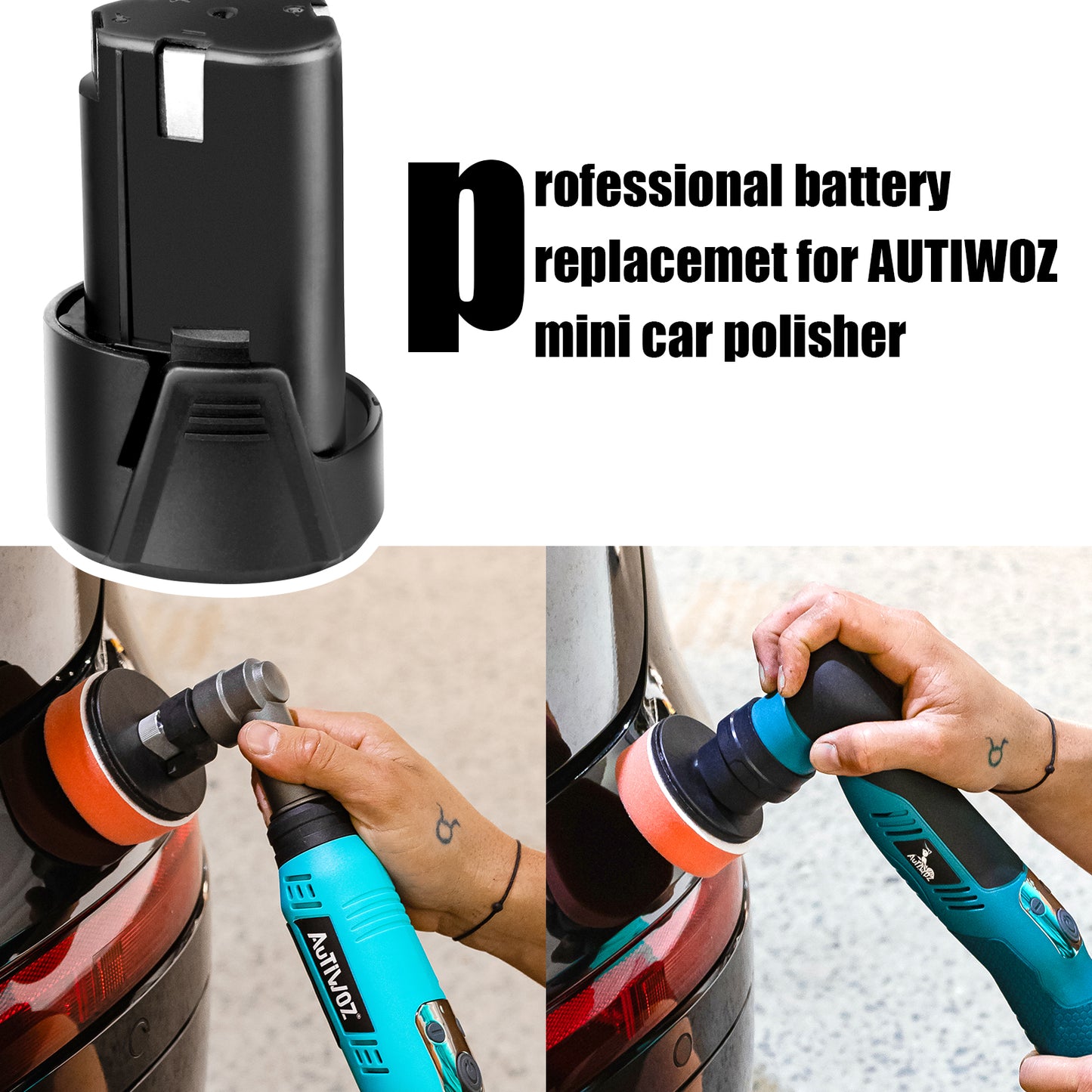 AUTIWOZ Cordless Mini Polisher Battery 2000mAH, Only Cordless Mini Polisher W02PO61/W02PO62