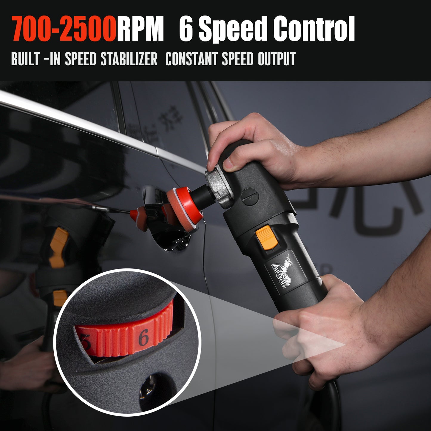 AUTIWOZ Mini Buffer Polisher, Car Polisher Waxer, 600W Rotary Polisher Machine with 33Pcs Polishing Kit, with 1" /2" /3" Base Pads M14 Thread Extension Shaft for Car Boat Sanding Polishing and Waxing