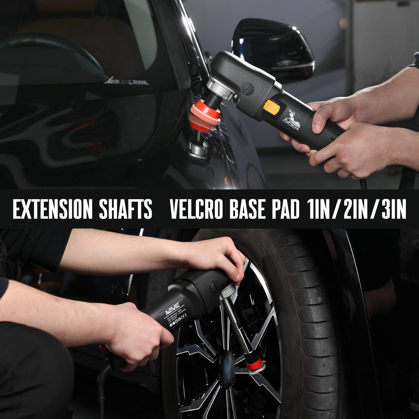 AUTIWOZ Mini Buffer Polisher, Car Polisher Waxer, 600W Rotary Polisher Machine with 33Pcs Polishing Kit, with 1" /2" /3" Base Pads M14 Thread Extension Shaft for Car Boat Sanding Polishing and Waxing