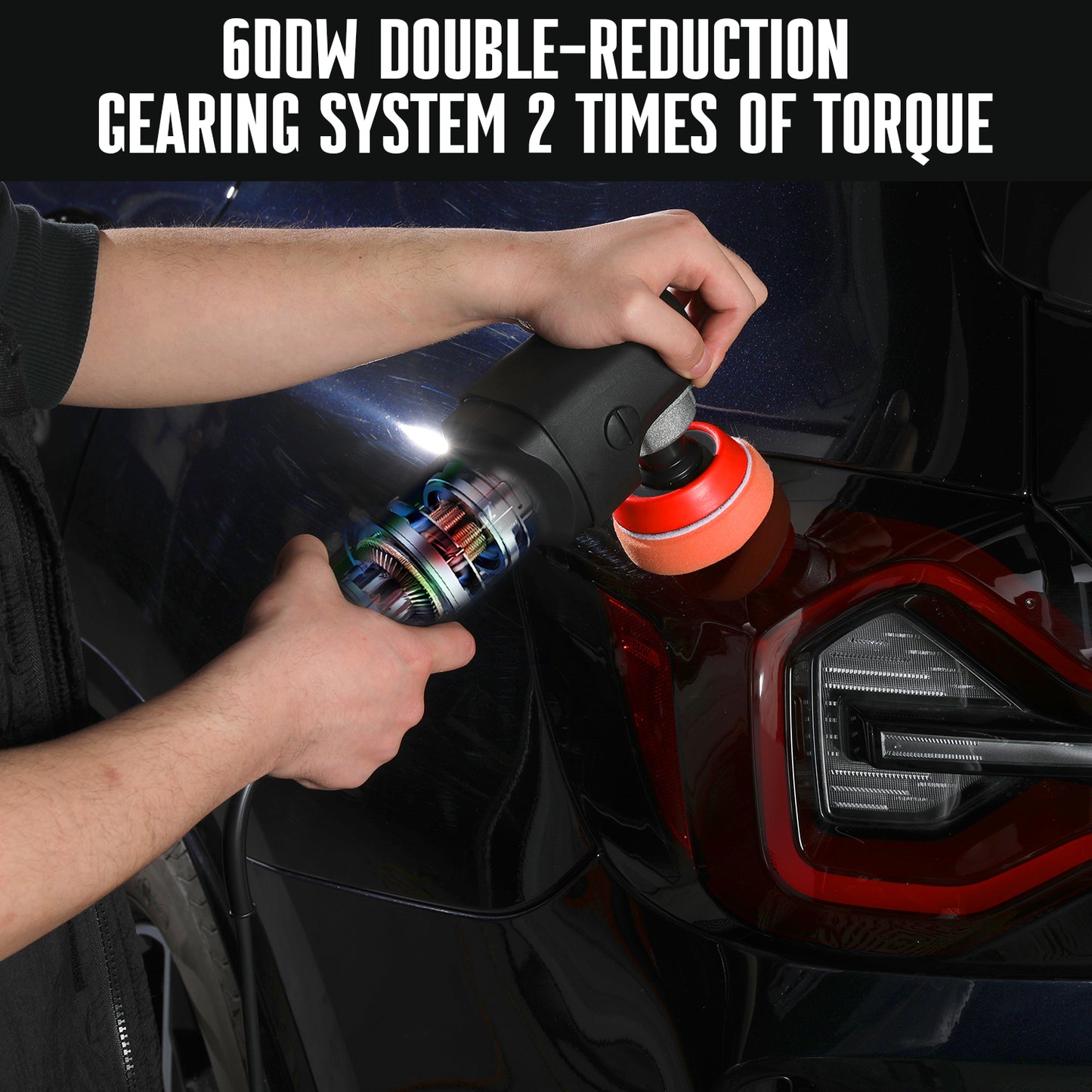 AUTIWOZ Mini Buffer Polisher, Car Polisher Waxer, 600W Rotary Polisher Machine with 33Pcs Polishing Kit, with 1" /2" /3" Base Pads M14 Thread Extension Shaft for Car Boat Sanding Polishing and Waxing