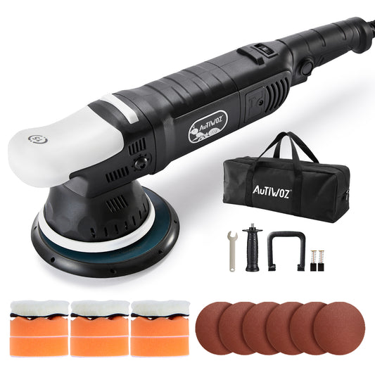AUTIWOZ Car Buffer Polisher, 6-Inch Dual Action Polisher for Car Detailing, 15mm Random Orbital Car Polisher with 6 Variable Speeds1800-4800RPM, DA Polishers Kit for Car Detailing/Polishing/Waxing