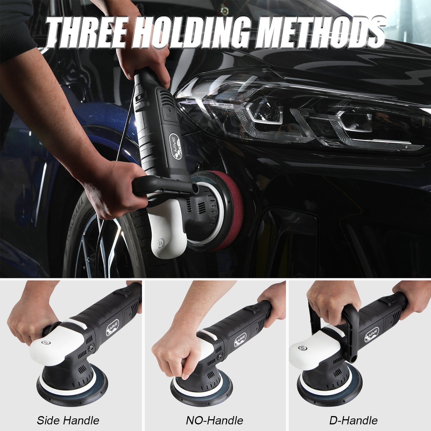 AUTIWOZ Car Buffer Polisher, 6-Inch Dual Action Polisher for Car Detailing, 15mm Random Orbital Car Polisher with 6 Variable Speeds1800-4800RPM, DA Polishers Kit for Car Detailing/Polishing/Waxing