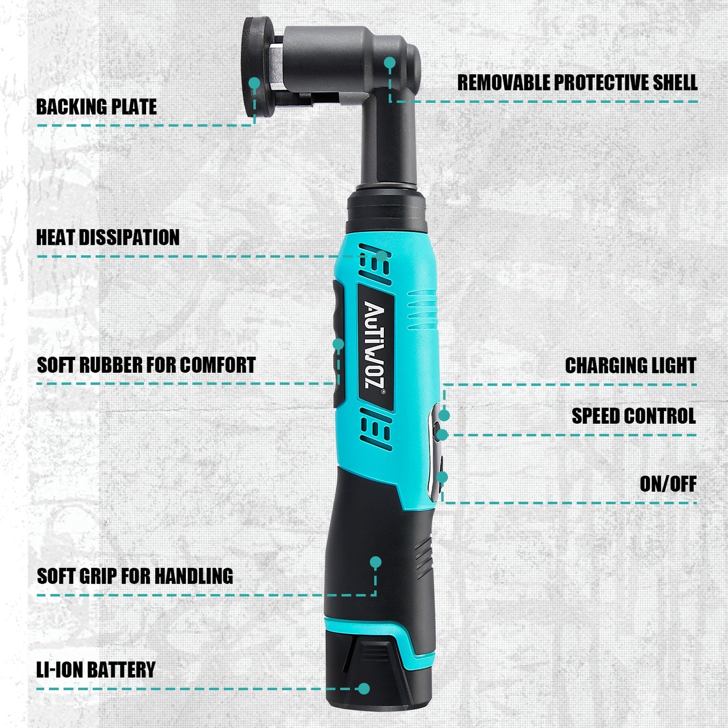 AUTIWOZ Cordless Mini Polisher, Micro Scratch Remover Buffer Polisher, 1/2/3 Inch 12mm Orbital/Rotary Mini Motorcycle Polisher for Car Detailing, 6 Speeds 2Pcs 2000mAh Li-Ion Batteries