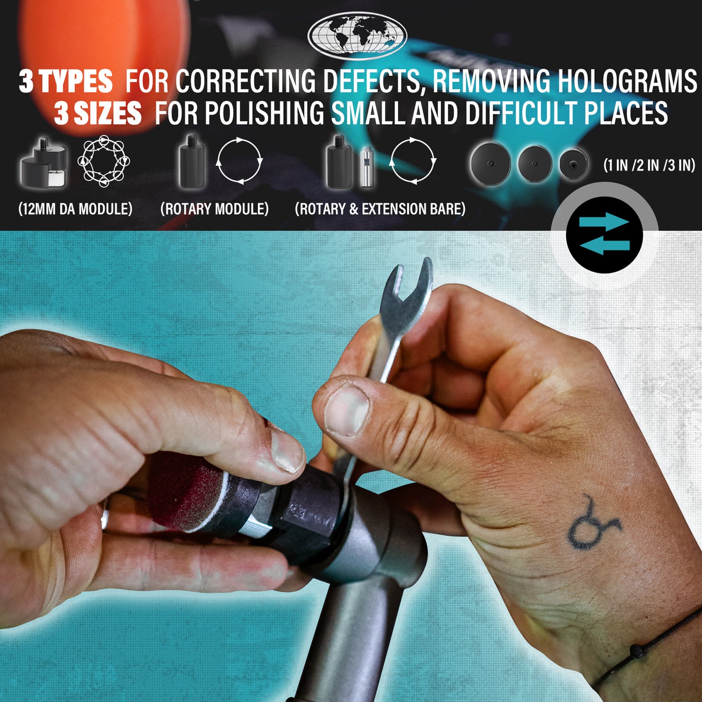 AUTIWOZ Cordless Mini Polisher, Micro Scratch Remover Buffer Polisher, 1/2/3 Inch 12mm Orbital/Rotary Mini Motorcycle Polisher for Car Detailing, 6 Speeds 2Pcs 2000mAh Li-Ion Batteries