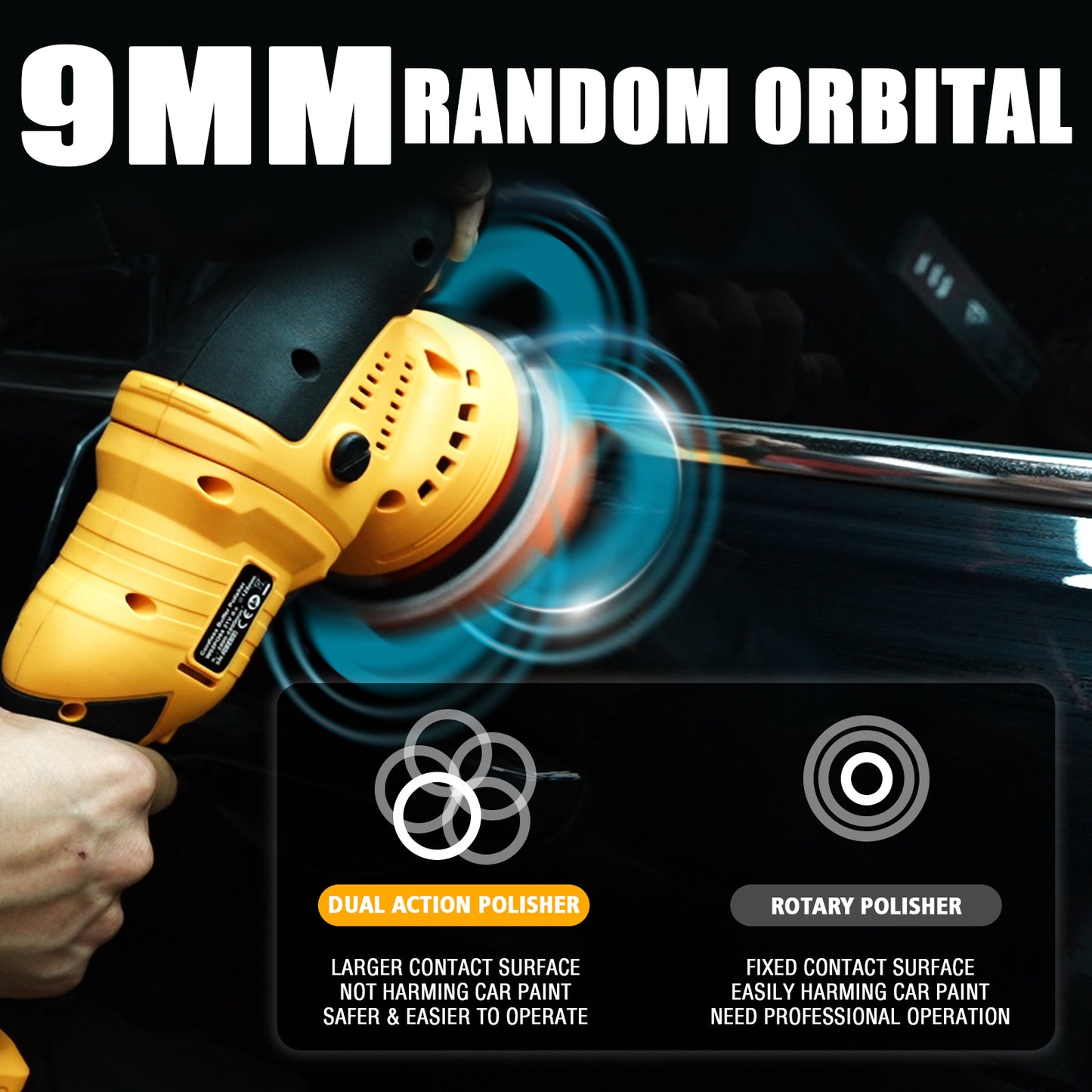 AUTIWOZ Cordless Car Buffer Polisher, 2x2000mAh 21V Batteries 5 Inch Random Orbital Polisher for Car Detailing, Waxing, Polishing, Scratch Removing, 6 Variable Speed Car Buffer Polishing Kit